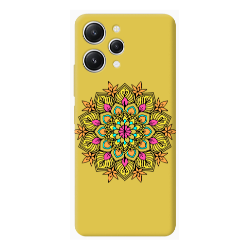 Xiaomi Redmi 12 Mandala D6 Yellow Colored Silicone TPU Θήκη