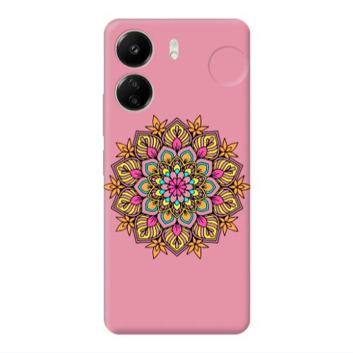 Xiaomi Redmi 13C Mandala D6 Pink Colored Silicone TPU Θήκη