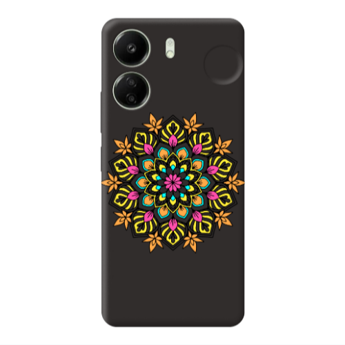 Xiaomi Redmi 13C Mandala D6 Black Colored Silicone TPU Θήκη