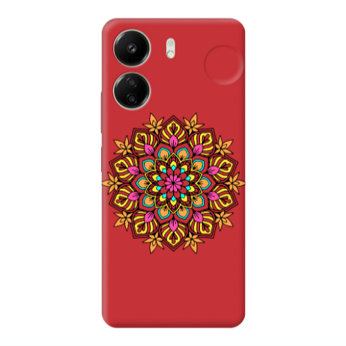 Xiaomi Redmi 13C Mandala D6 Red Colored Silicone TPU Θήκη