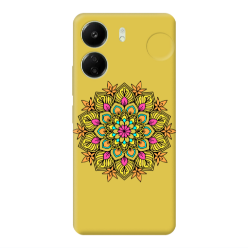 Xiaomi Redmi 13C Mandala D6 Yellow Colored Silicone TPU Θήκη