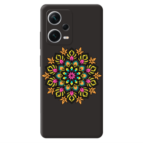 Xiaomi Poco X5 Mandala D6 Black Colored Silicone TPU Θήκη