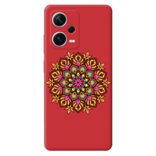 Xiaomi Poco X5 Mandala D6 Red Colored Silicone TPU Θήκη