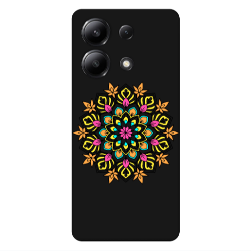 Xiaomi Redmi Note 13 4G Mandala D6 Black Colored Silicone TPU Θήκη