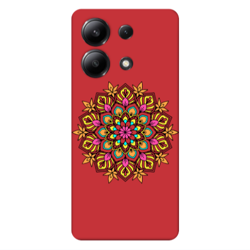Xiaomi Redmi Note 13 4G Mandala D6 Red Colored Silicone TPU Θήκη
