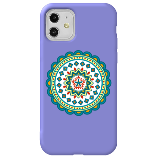 Apple iPhone 11  Mandala D11 Purple Colored Silicone TPU Θήκη