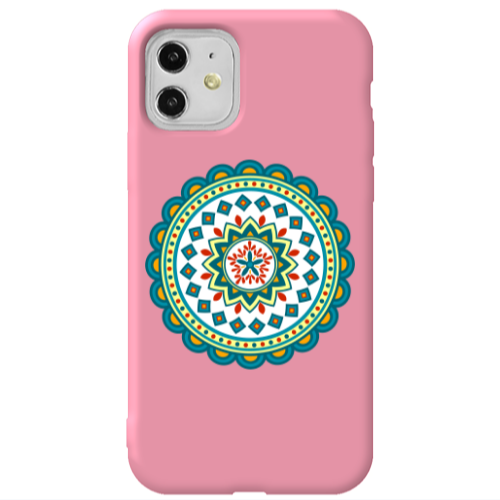 Apple iPhone 11  Mandala D11 Pink Colored Silicone TPU Θήκη