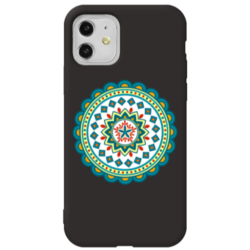 Apple iPhone 11  Mandala D11 Black Colored Silicone TPU Θήκη