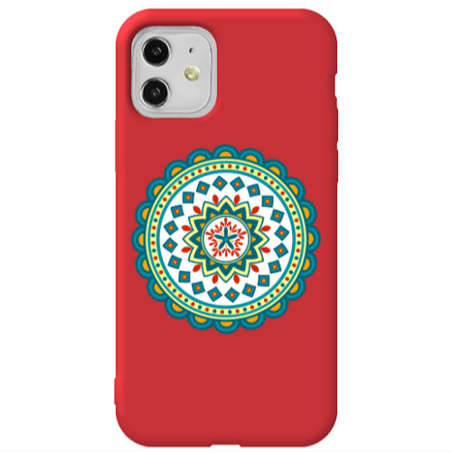 Apple iPhone 11  Mandala D11 Red Colored Silicone TPU Θήκη