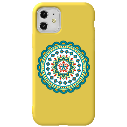 Apple iPhone 11  Mandala D11 Yellow Colored Silicone TPU Θήκη