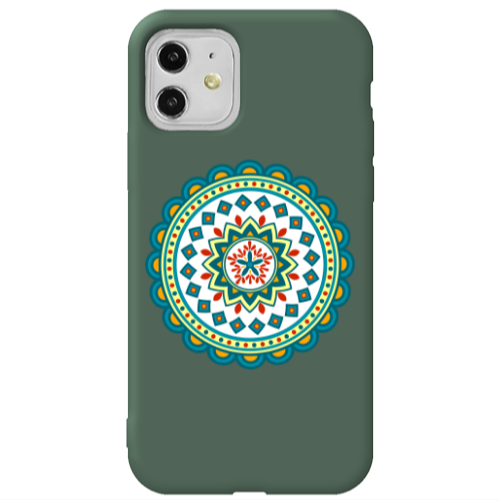 Apple iPhone 11  Mandala D11 Dark Green Colored Silicone TPU Θήκη