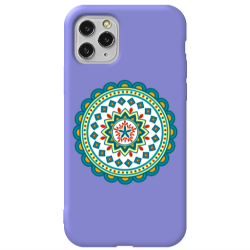 Apple iPhone 11 Pro Mandala D11 Purple Colored Silicone TPU Θήκη