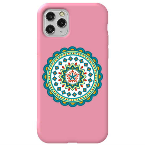 Apple iPhone 11 Pro Mandala D11 Pink Colored Silicone TPU Θήκη