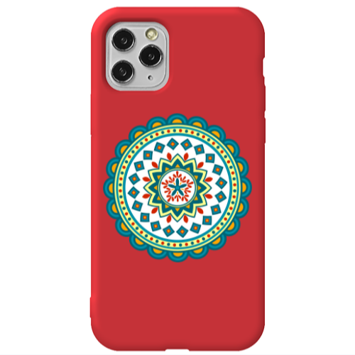 Apple iPhone 11 Pro Mandala D11 Red Colored Silicone TPU Θήκη