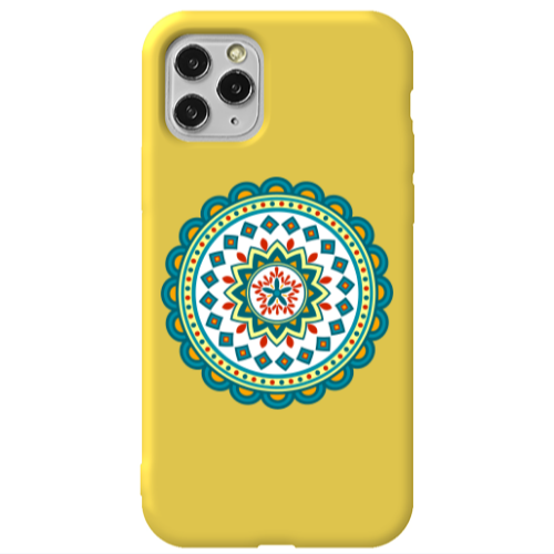 Apple iPhone 11 Pro Mandala D11 Yellow Colored Silicone TPU Θήκη
