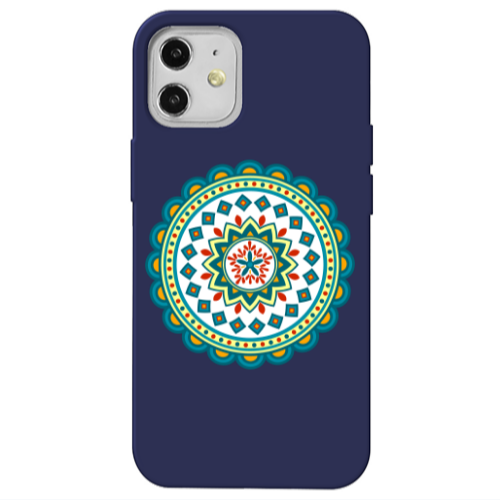 Apple iPhone 12 Mandala D11 Dark blue Colored Silicone TPU Θήκη
