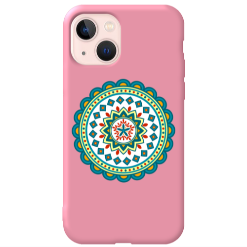 Apple iPhone 13 Mandala D11 Pink Colored Silicone TPU Θήκη