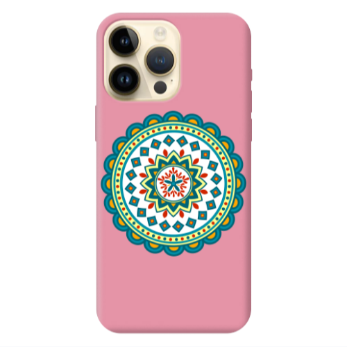 Apple iPhone 13 Pro Max Mandala D11 Pink Colored Silicone TPU Θήκη