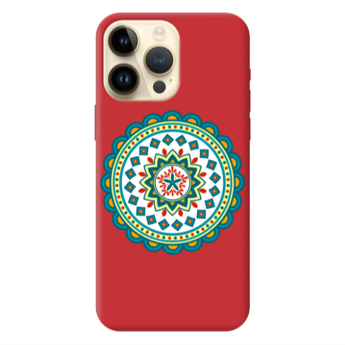 Apple iPhone 13 Pro Max Mandala D11 Red Colored Silicone TPU Θήκη