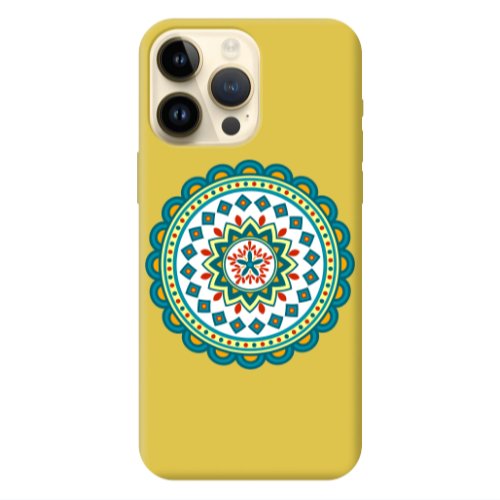 Apple iPhone 13 Pro Max Mandala D11 Yellow Colored Silicone TPU Θήκη