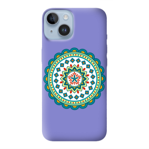 Apple iPhone 14  Mandala D11 Purple Colored Silicone TPU Θήκη