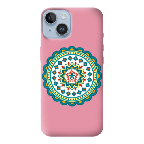 Apple iPhone 14  Mandala D11 Pink Colored Silicone TPU Θήκη