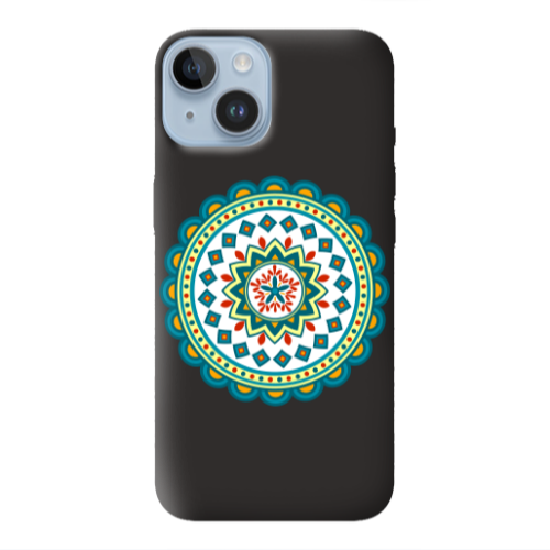 Apple iPhone 14 Plus Mandala D11 Black Colored Silicone TPU Θήκη