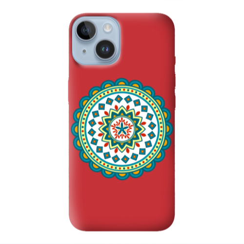 Apple iPhone 14 Plus Mandala D11 Red Colored Silicone TPU Θήκη