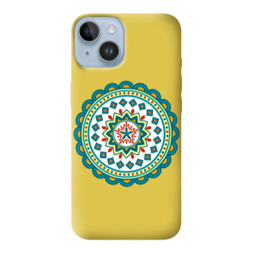 Apple iPhone 14 Plus Mandala D11 Yellow Colored Silicone TPU Θήκη
