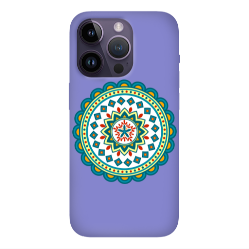 Apple iPhone 14 Pro  Mandala D11 Purple Colored Silicone TPU Θήκη
