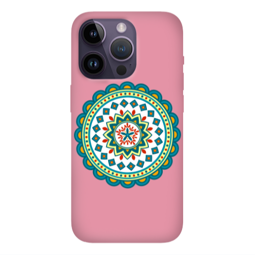 Apple iPhone 14 Pro  Mandala D11 Pink Colored Silicone TPU Θήκη
