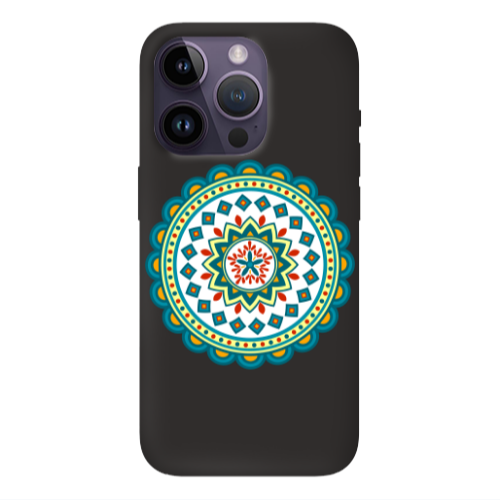 Apple iPhone 14 Pro  Mandala D11 Black Colored Silicone TPU Θήκη