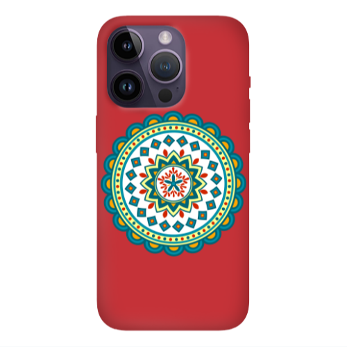 Apple iPhone 14 Pro  Mandala D11 Red Colored Silicone TPU Θήκη