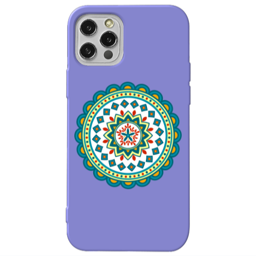 Apple iPhone 13 Pro Mandala D11 Purple Colored Silicone TPU Θήκη