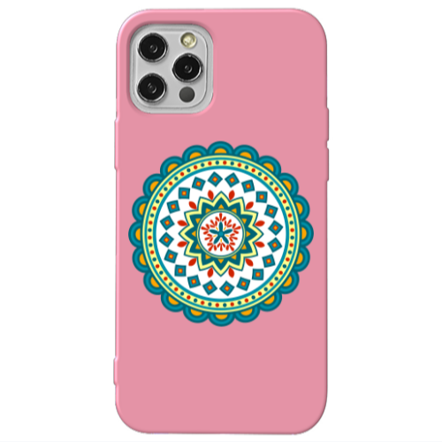 Apple iPhone 13 Pro Mandala D11 Pink Colored Silicone TPU Θήκη