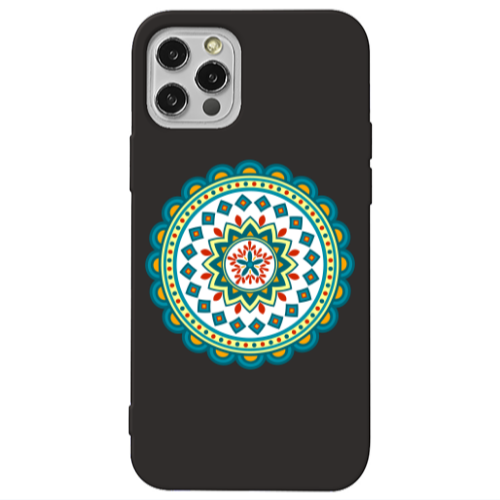 Apple iPhone 13 Pro Mandala D11 Black Colored Silicone TPU Θήκη
