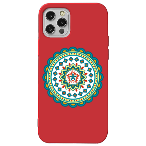 Apple iPhone 13 Pro Mandala D11 Red Colored Silicone TPU Θήκη