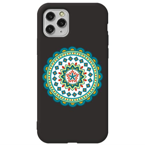 Apple iPhone 11 Pro Max Mandala D11 Black Colored Silicone TPU Θήκη