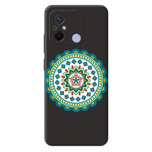 Xiaomi Redmi 12C Mandala D11 Black Colored Silicone TPU Θήκη
