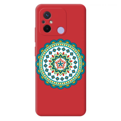 Xiaomi Redmi 12C Mandala D11 Red Colored Silicone TPU Θήκη