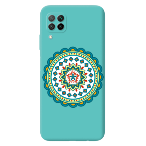 Huawei P40 Lite Mandala D11 Turquoise Colored Silicone TPU Θήκη