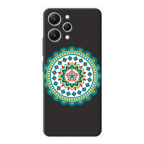 Xiaomi Redmi 12 Mandala D11 Black Colored Silicone TPU Θήκη