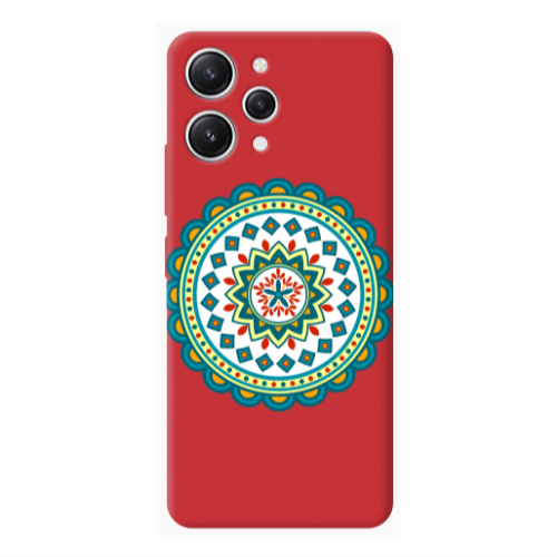 Xiaomi Redmi 12 Mandala D11 Red Colored Silicone TPU Θήκη