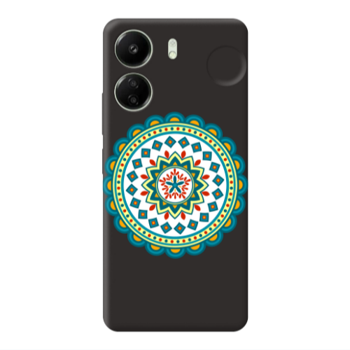 Xiaomi Redmi 13C Mandala D11 Black Colored Silicone TPU Θήκη