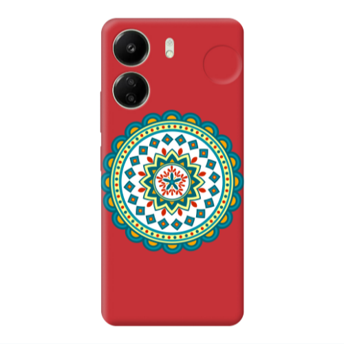 Xiaomi Redmi 13C Mandala D11 Red Colored Silicone TPU Θήκη