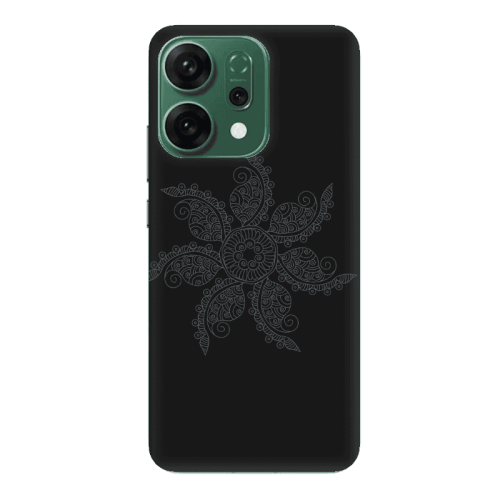 Oppo RENO 14 Mandala D24 Black Colored Silicone TPU Θήκη