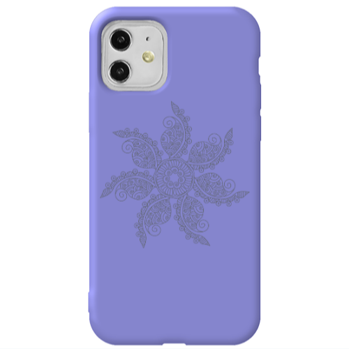Apple iPhone 11  Mandala D24 Purple Colored Silicone TPU Θήκη