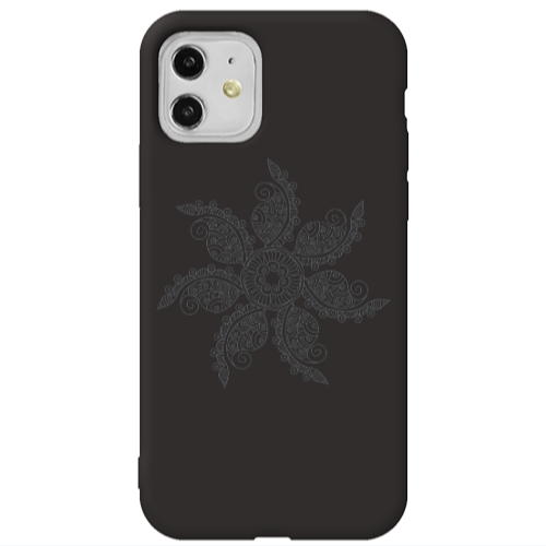 Apple iPhone 11  Mandala D24 Black Colored Silicone TPU Θήκη