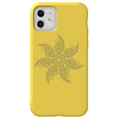 Apple iPhone 11  Mandala D24 Yellow Colored Silicone TPU Θήκη