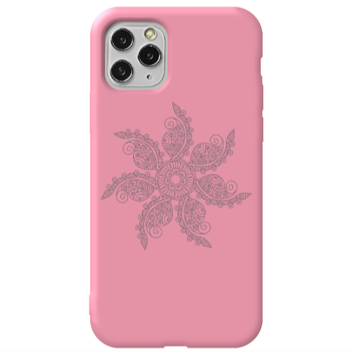 Apple iPhone 11 Pro Mandala D24 Pink Colored Silicone TPU Θήκη